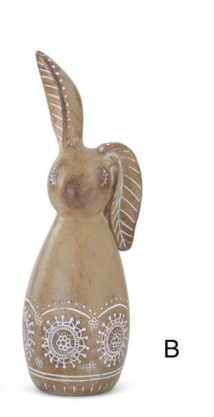 Tan Resin White Carved Easter Bunny, 11.5 In.H