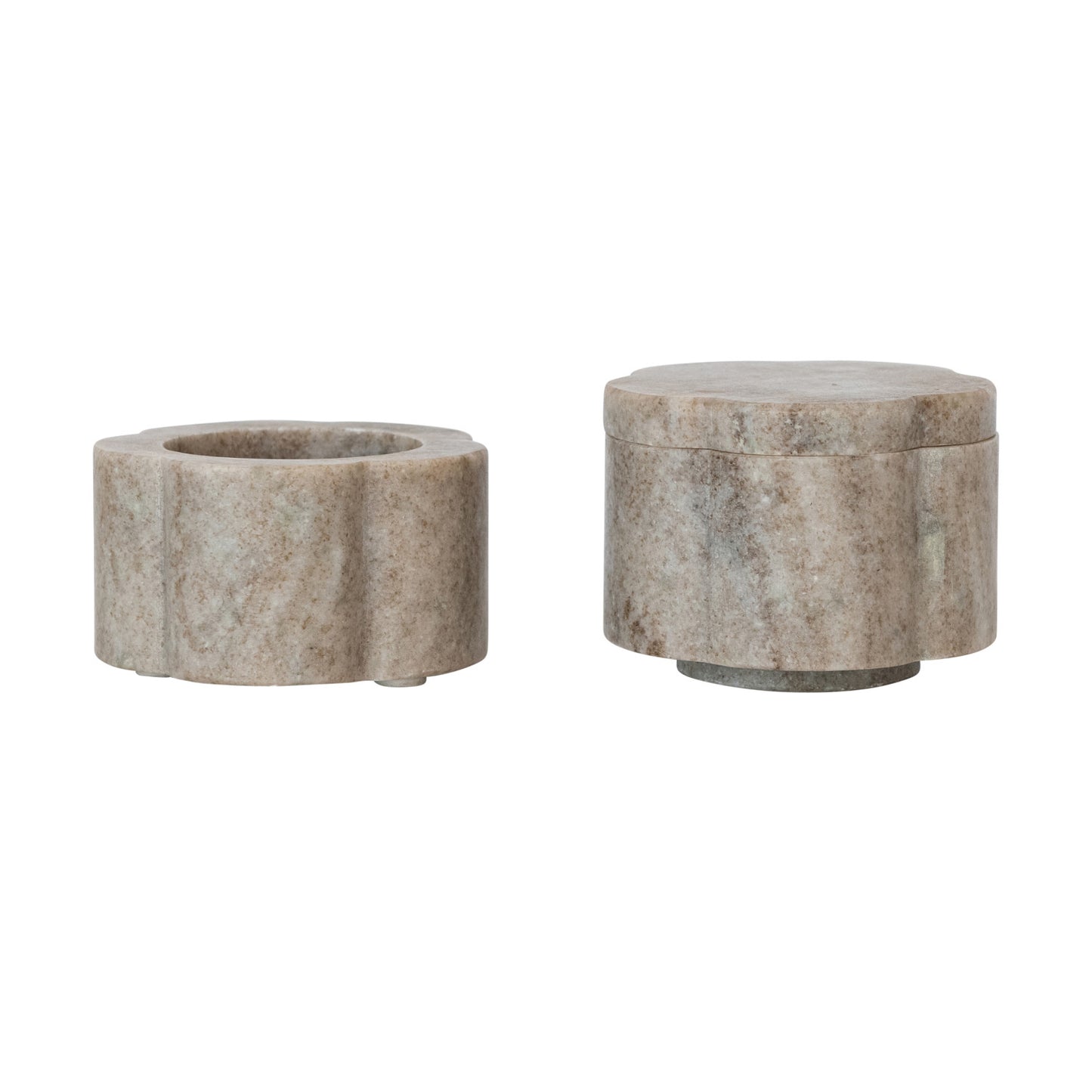 Beige Marble Scalloped Stackable Pinch Pots