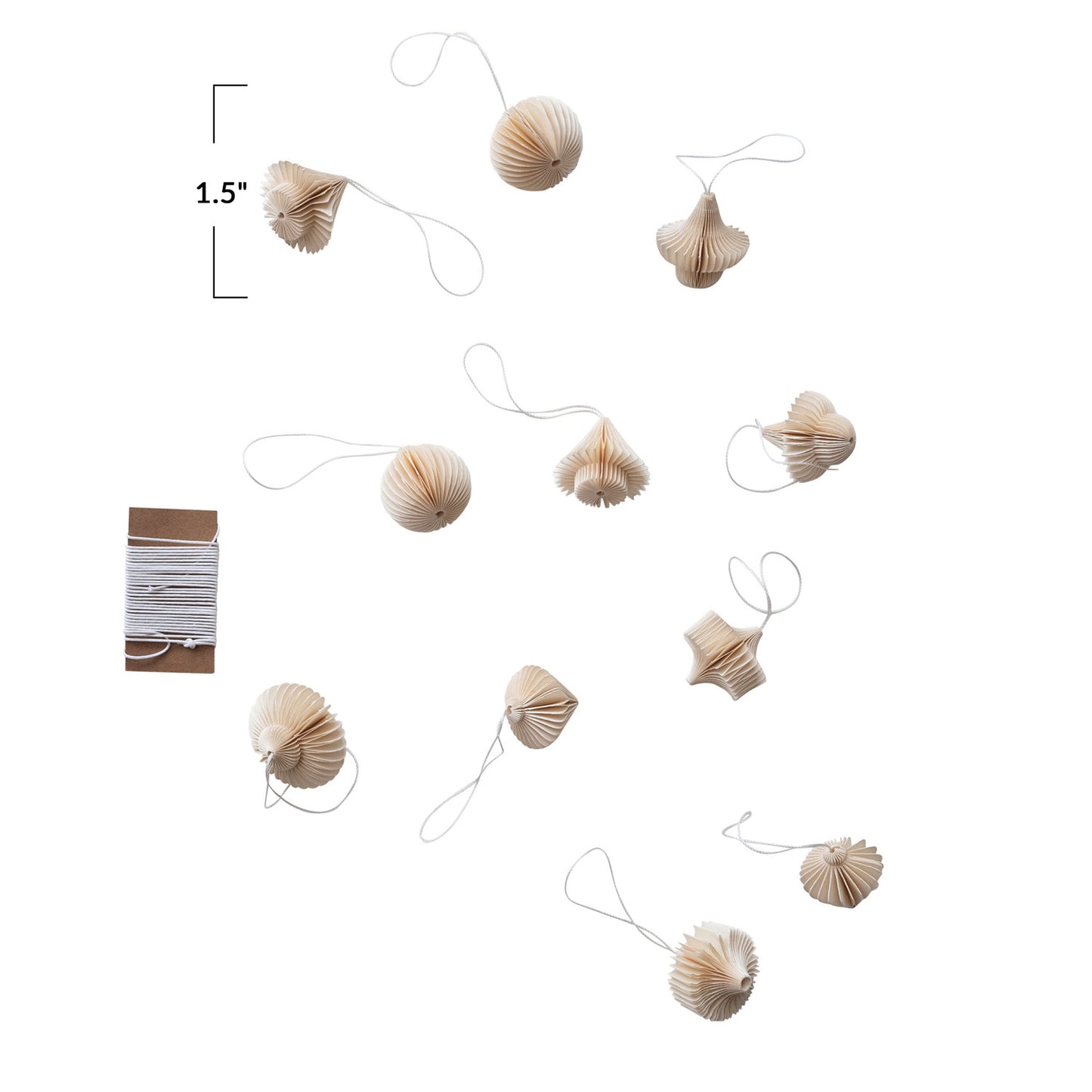 Folding Honeycomb Holiday Ornament and Garland Kit Crafted from recycled paper