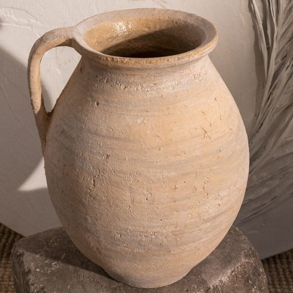 Handcrafted Terracotta Jug with One Handle, 11in.H