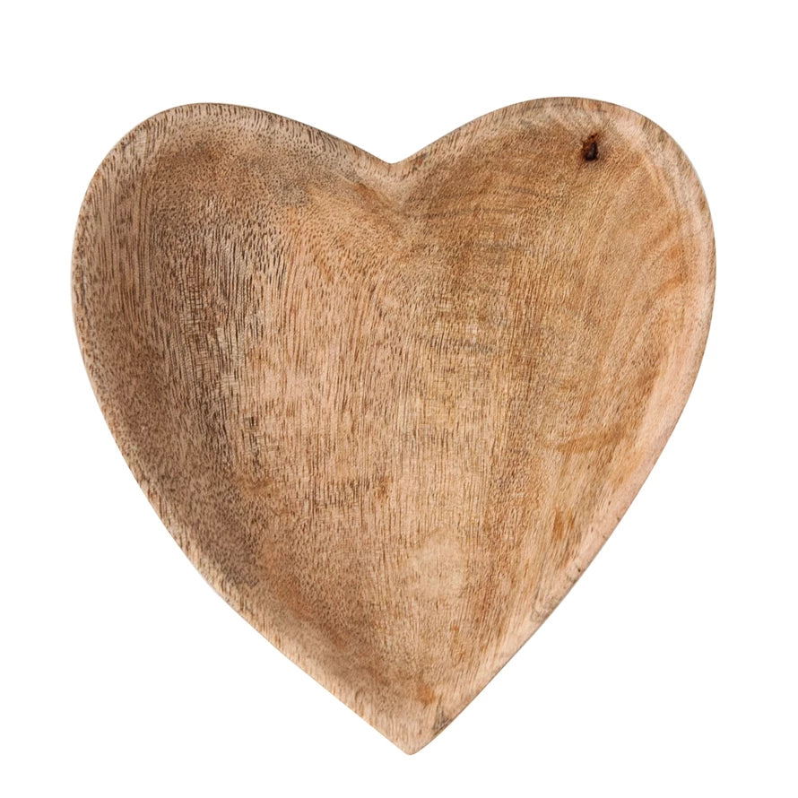 Heart Shaped Carved Natural Wood Bowl