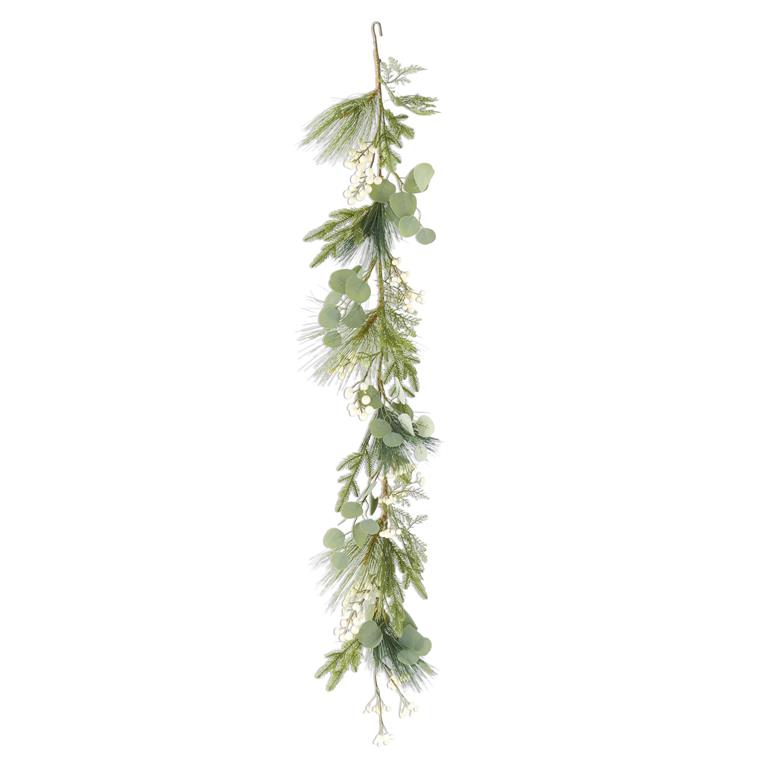 Long Needle Pine Eucalyptus & White Berry Garland, 60 in.L
