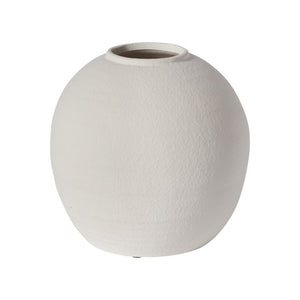 White Textured Round Vase, 11.5in.H