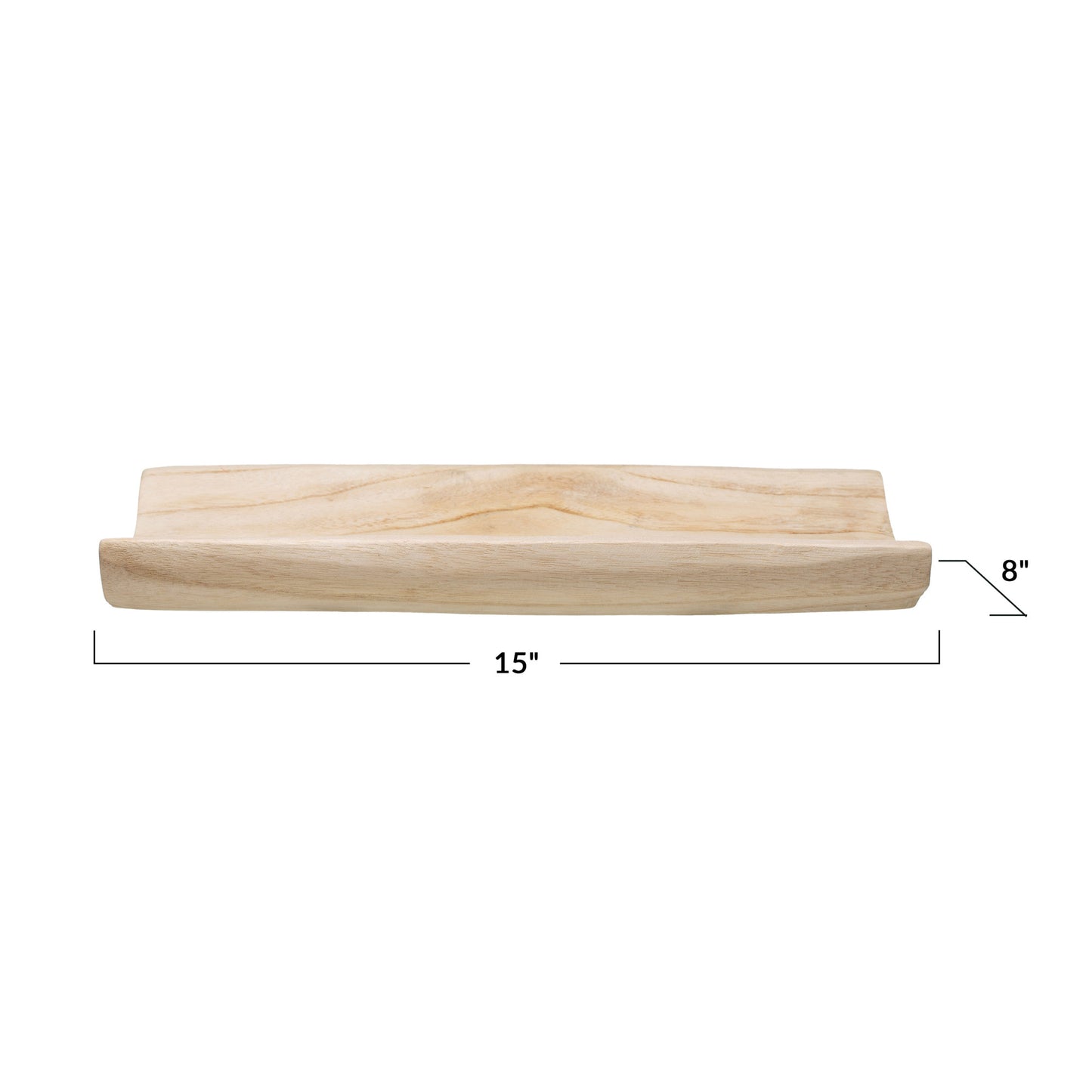 Curved Paulownia Wood Decorative Tray, 15 in. L