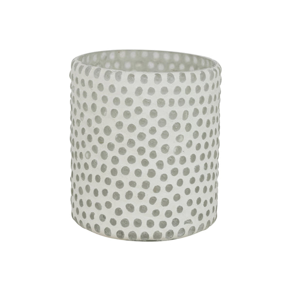 Frosted White embossed Dots Glass Tealight Candle Holder_3in.H