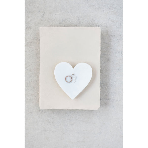 Heart-shaped White Marble Dish,  4 1/2"L