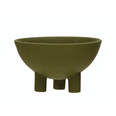 Small Matte Olive Green Footed Bowl,