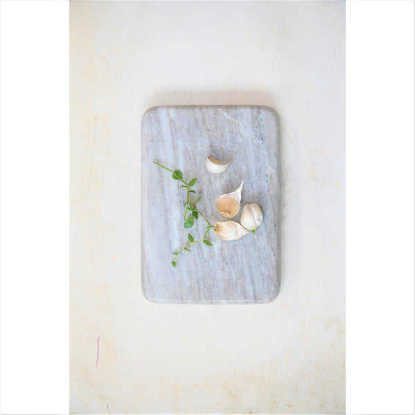 Reversible Beige & White Marble Cheese/Cutting Board, 10"L