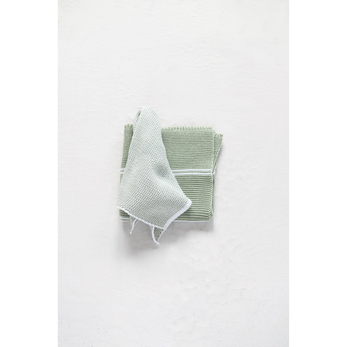 Sage Green Cotton Knit Dish Cloths, Set of 2