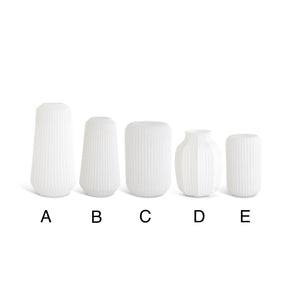 Matte White Pleated Glass Vases