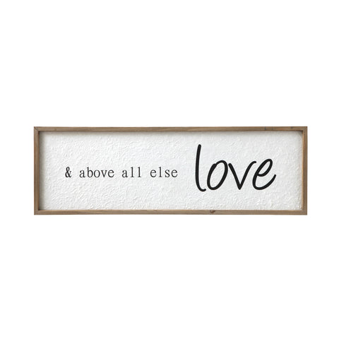‘& Above All Else Love’ Script on Textured Paper Wood Framed Wall Decor