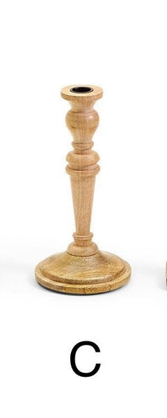 Turned Natural Wood Candleholder, 5 Styles
