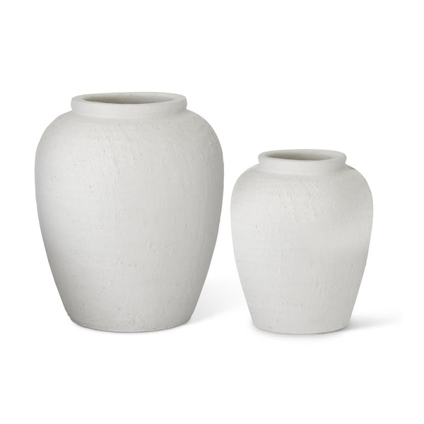 15 Inch White Terracotta Vase