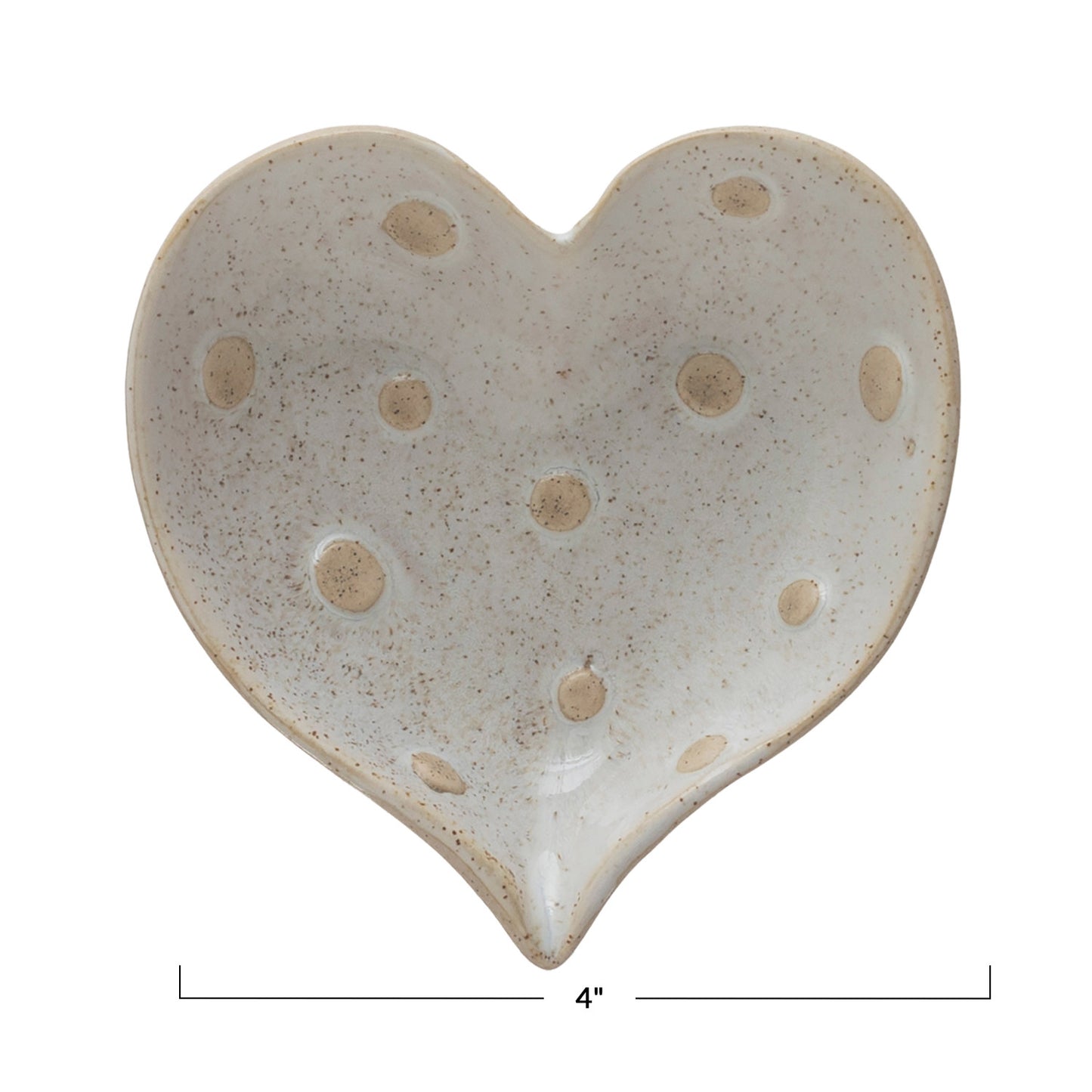 Polka Dot Heart Shaped Stoneware Dish, 4in.L