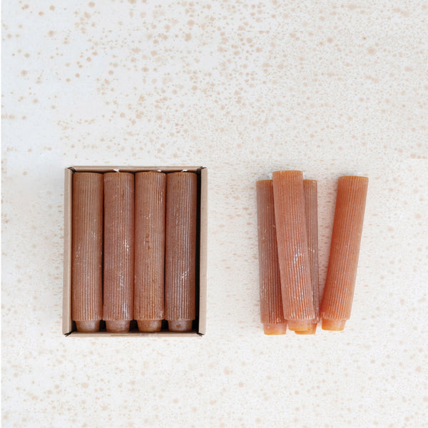 5in, Terracotta Pleated Taper Candle Boxed set of 12