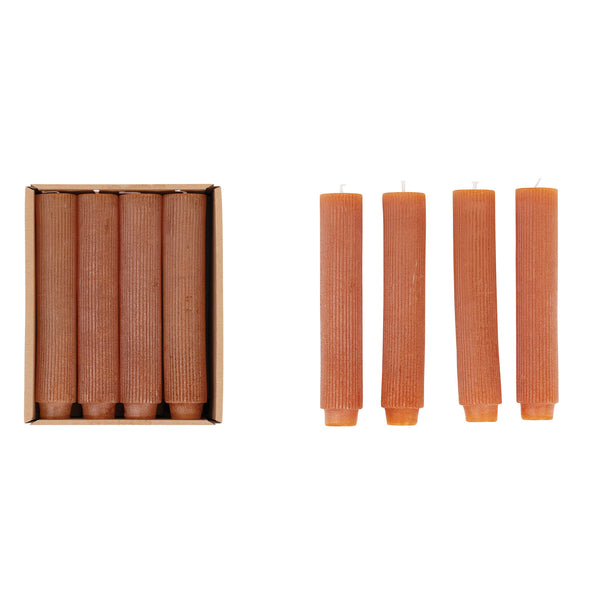 5"H Terracotta Pleated Taper Candles , Unscented