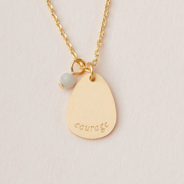 Stone Intention Charm Necklace - Amazonite/Gold