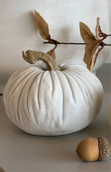 White Velvet Textured Resin Pumpkins