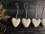 Snowberry White Felted Heart Ornament