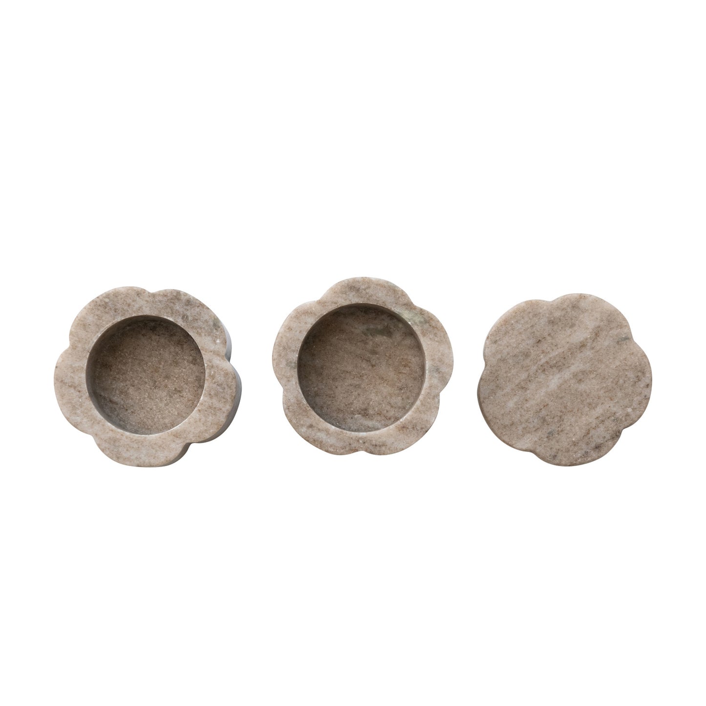 Beige Marble Scalloped Stackable Pinch Pots
