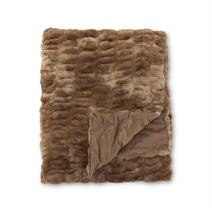 Brown Textured Faux Fur Luxe Throw Blanket, 60in.