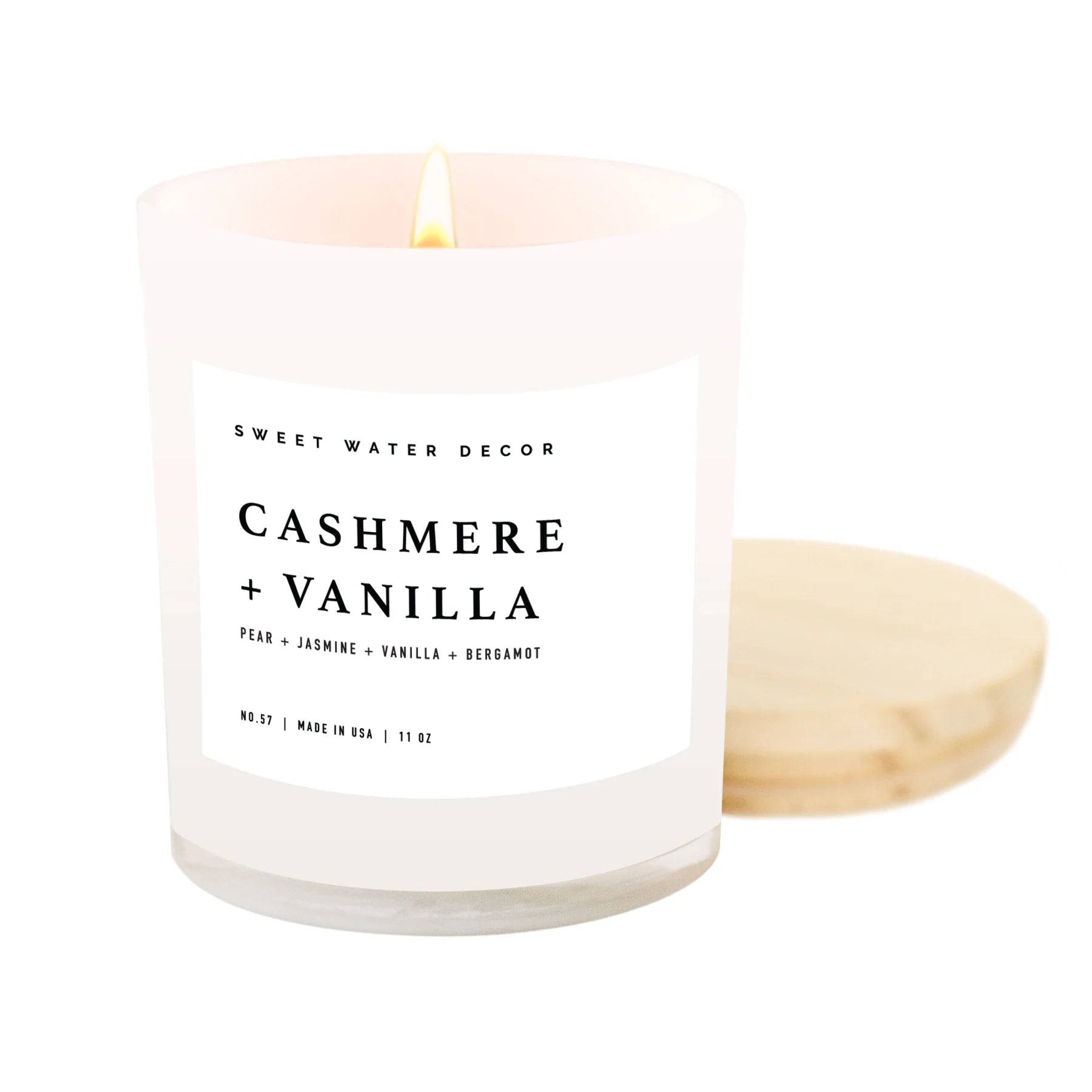 Cashmere and Vanilla- White Jar Candle with wood Lid
