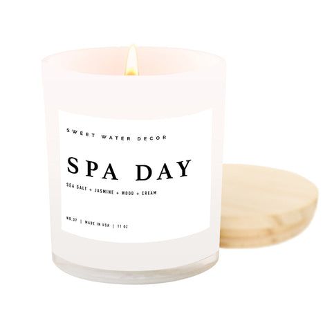 Spa Day - White Jar Candle with Wood Lid