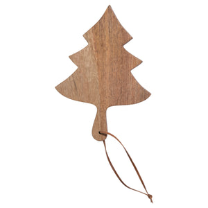 Christmas Tree Shaped Cheese or Mini Cutting Board with Leather Tie