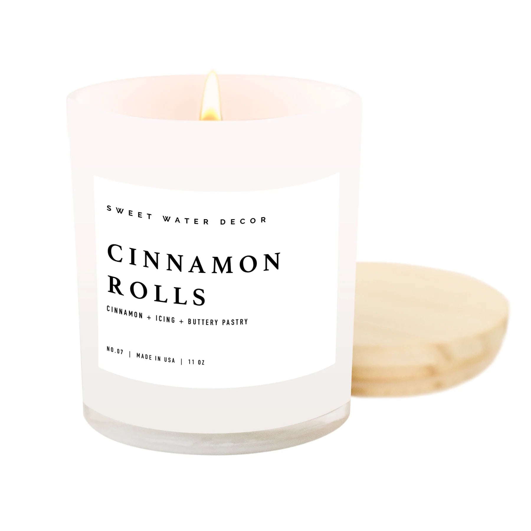 Cinnamon Rolls- White Jar Candle with Wood Lid