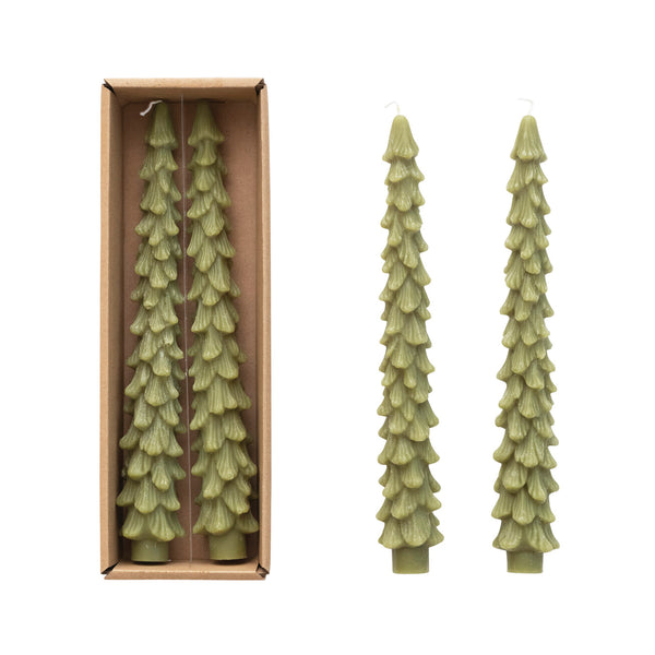 Cedar Green Tall Christmas Tree Taper Candle Set, 10in.H