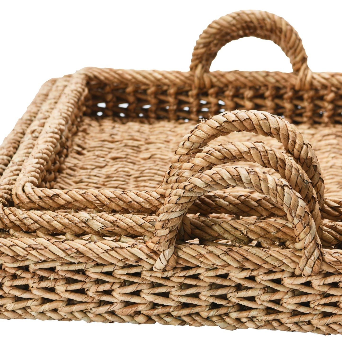 Square Woven Natural Water Hyacinth Tray