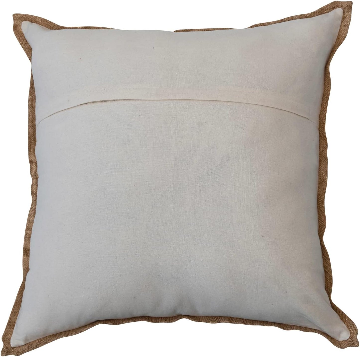 Cream Boucle Throw Pillow with Gold Accented Jute Trim, 24in.Square