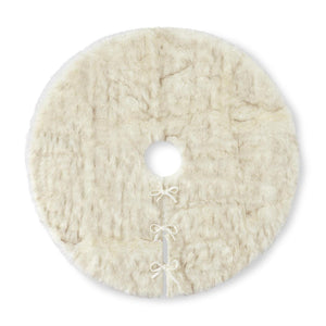 Cream and Brown Luxe Faux Fur Tree Skirt, 50in.W