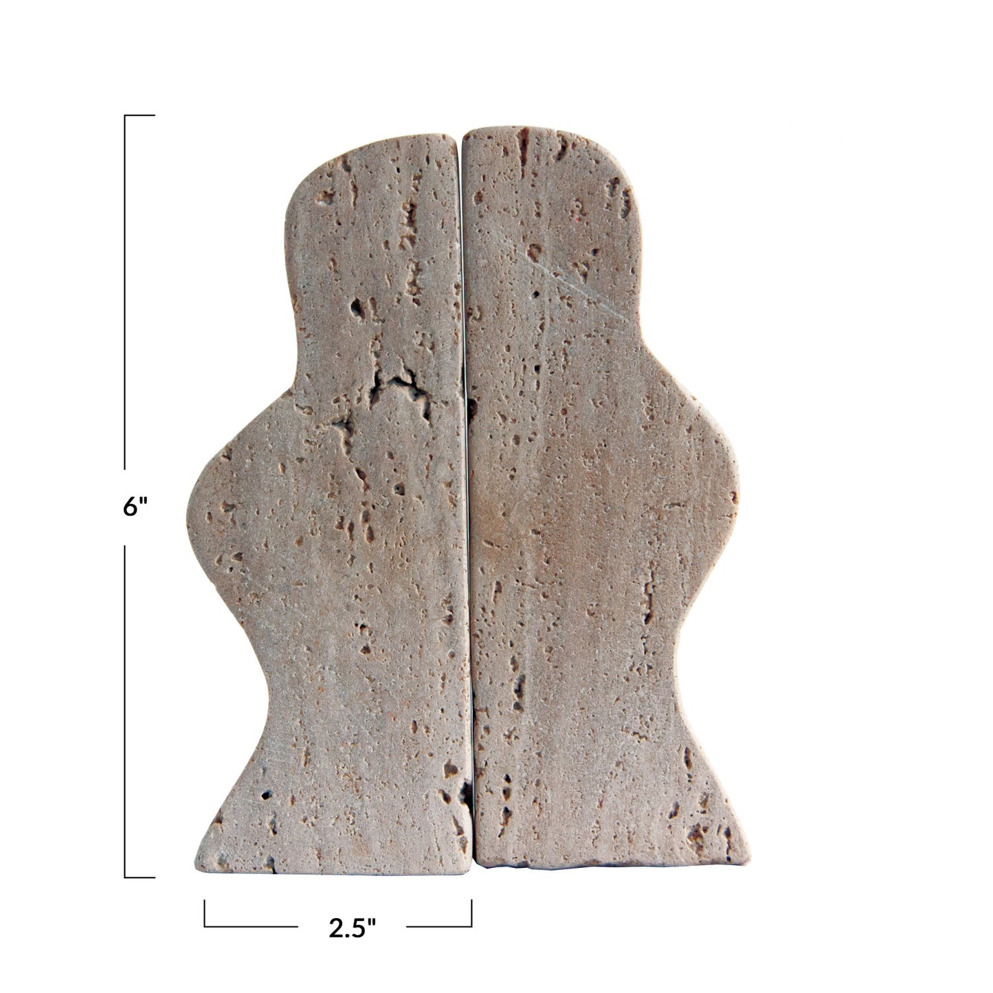 Curvy Travertine Bookends, 6in.H