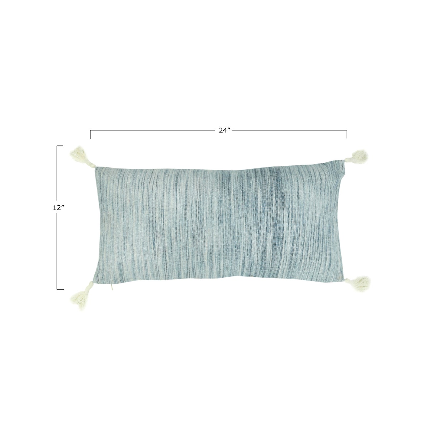 Summer Blues Woven Cotton Lumbar Pillow with Tassels, 24" x 12"   3 Styles