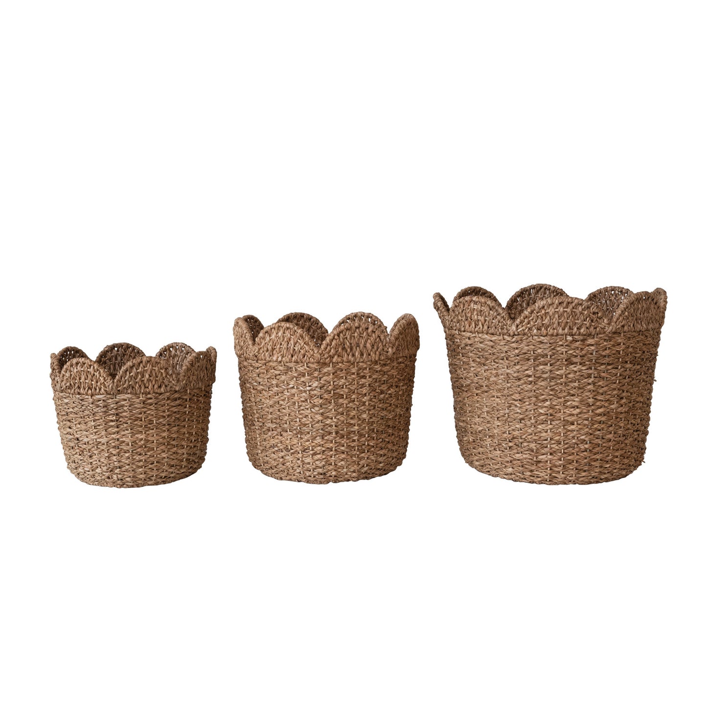 Scalloped Top Round Tapered Woven Basket