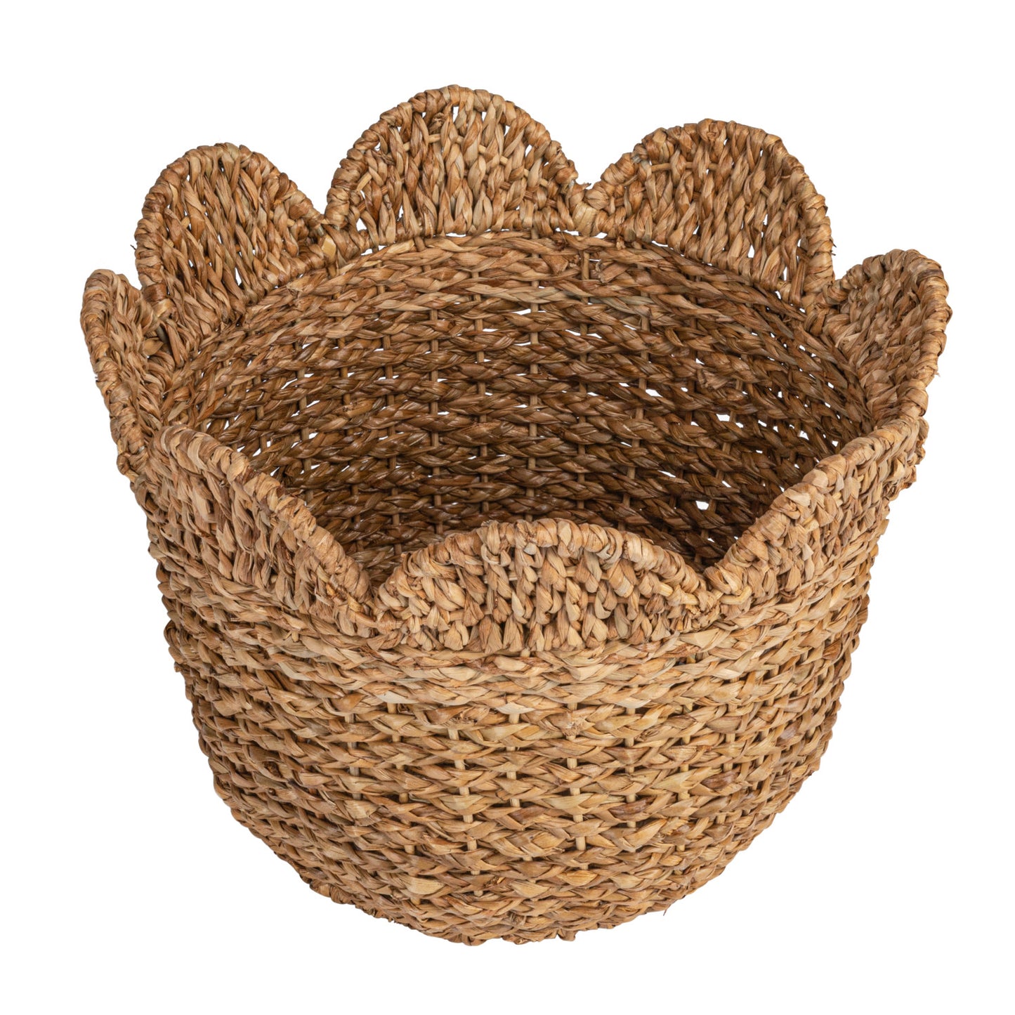 Scalloped Top Round Tapered Woven Basket