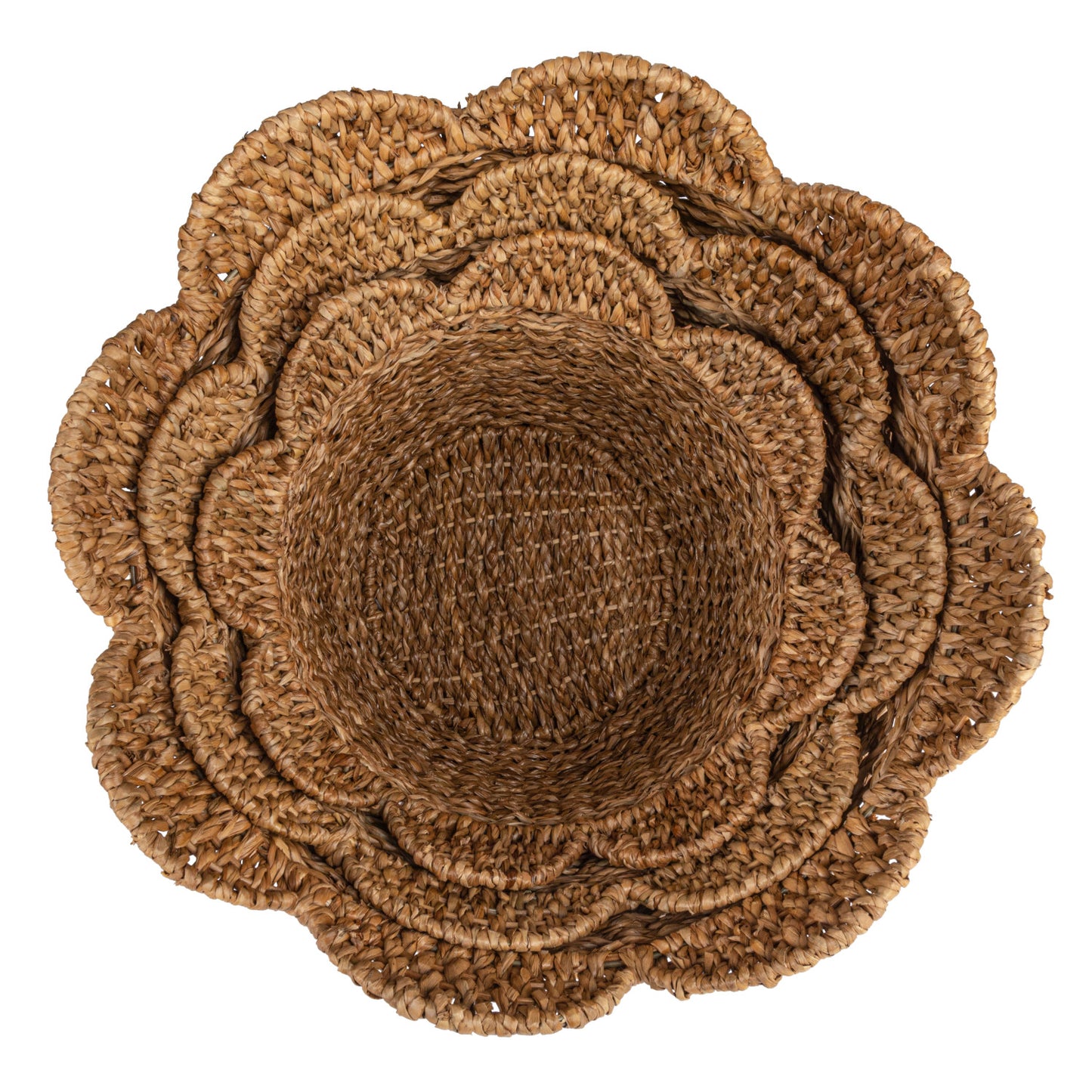 Scalloped Top Round Tapered Woven Basket