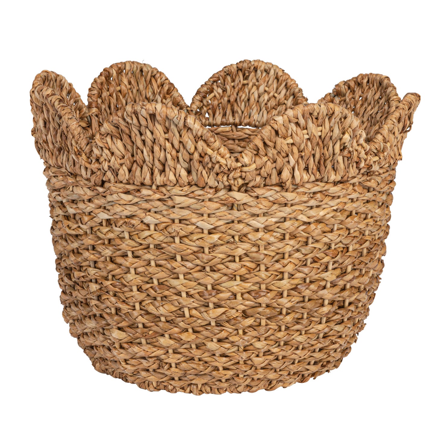 Scalloped Top Round Tapered Woven Basket