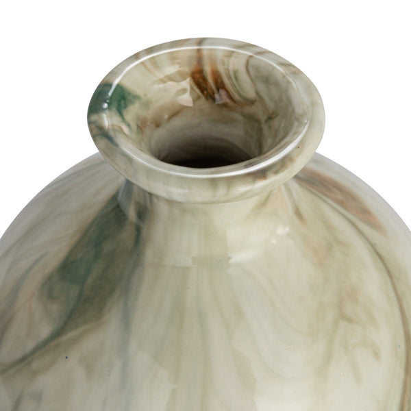 Green, Caramel and White Swirl Stoneware Vases