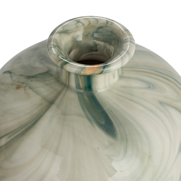 Green, Caramel and White Swirl Stoneware Vases
