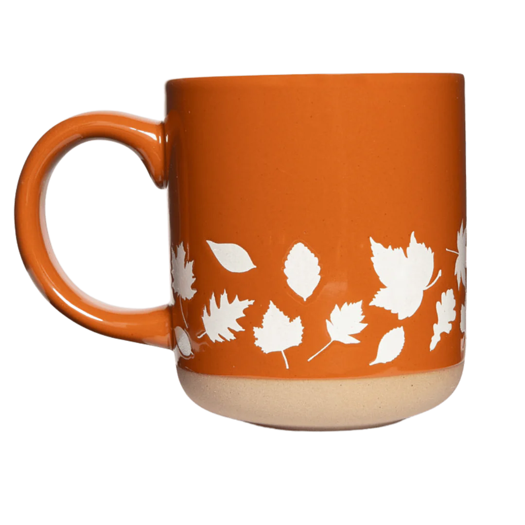 Fall Leaves Orange Stoneware Mug, 14oz.