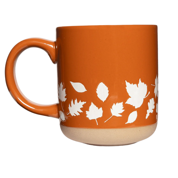 Fall Leaves Orange Stoneware Mug, 14oz.