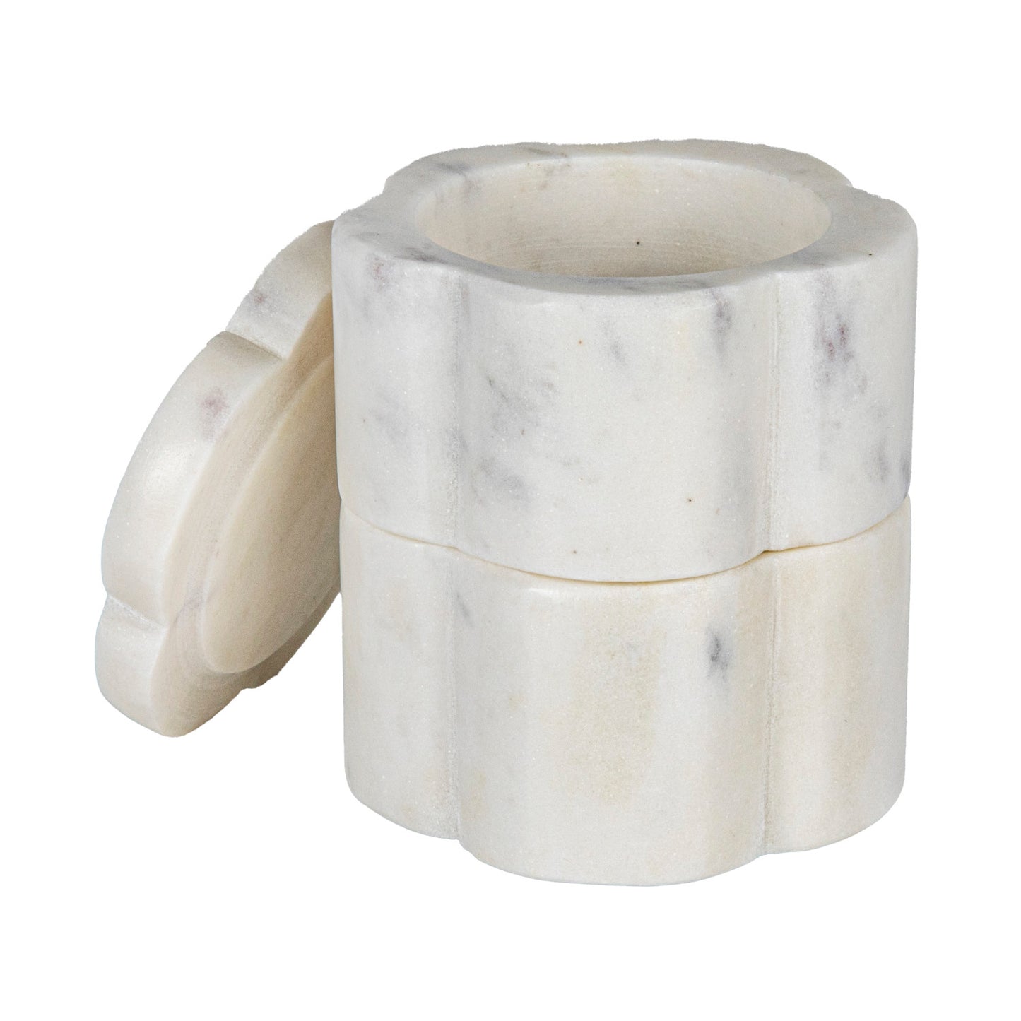 White Marble Scalloped Stackable Pinch Pots