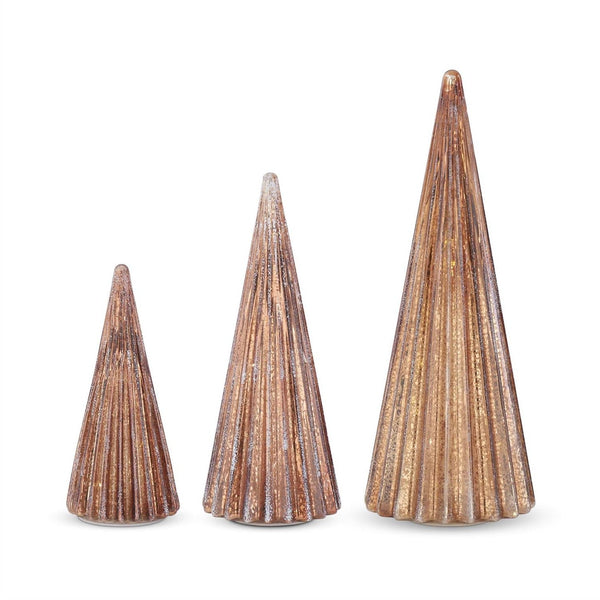 Frosted Copper Brown Mercury Glass LED Trees