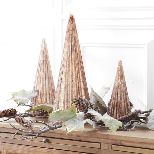 Frosted Copper Brown Mercury Glass LED Trees