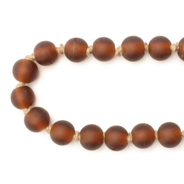 Hand Knotted Matte Brown Glass Beaded Garland, 24in.L