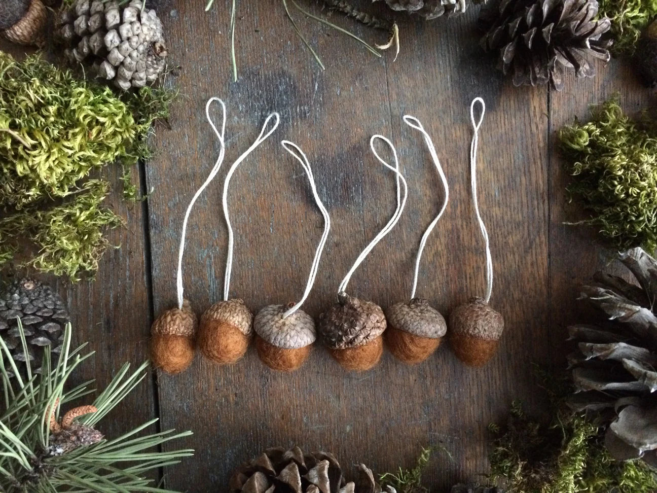 Fox Brown Needle-felted Acorn Ornaments