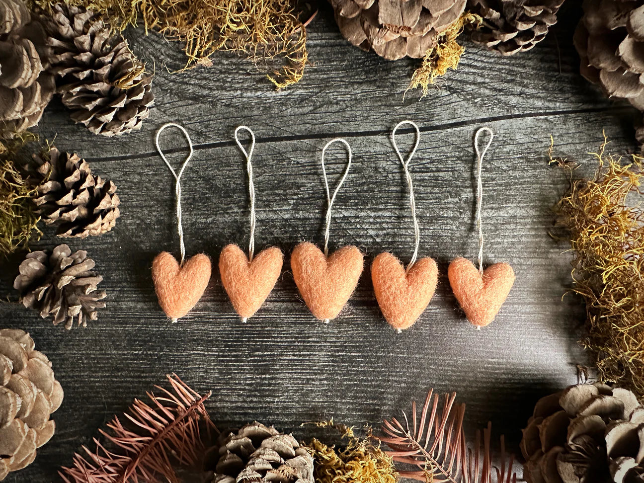 Sunrise Orange Felted Heart Ornament