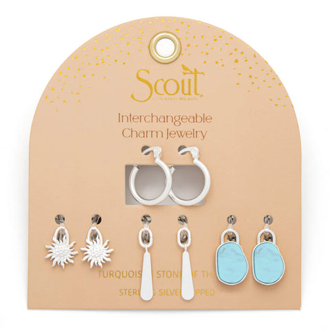 Interchangeable Charm Earring - Turquoise/Sky/Silver